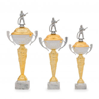 Pohár EDICE HASIČI, výška 46 cm, zlatý/stříbrný