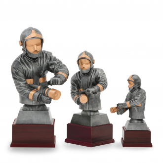 Hasičská trofej v luxusním provedení, výška 32 cm, antik/zlatá, dřev.podstavec