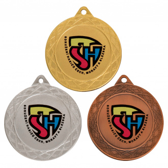 Medaile s barevným logem SDH, 70 mm, zlatá