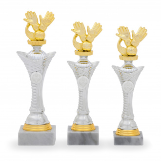 Pohár EDICE FOTBAL, výška 26 cm, stříbrný/zlatý