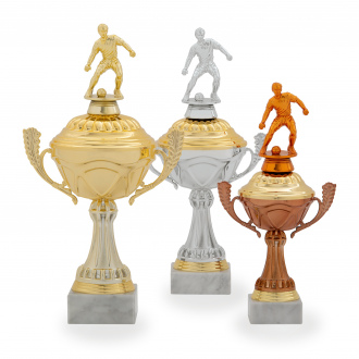 Pohár EDICE FOTBAL, výška 32 cm, bronzový/zlatý