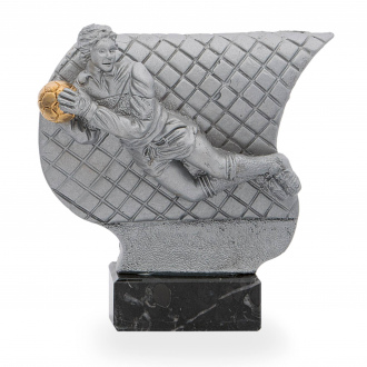 Luxusní fotbalová trofej, výška 17 cm, stříbrná/zlatá