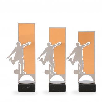 Trofej s fotbalovým motivem, kov, výška 23 cm, zlatá/stříbrná