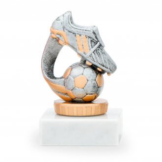 Trofej s fotbalovou tématikou, výška 10 cm, stříbrná/zlatá