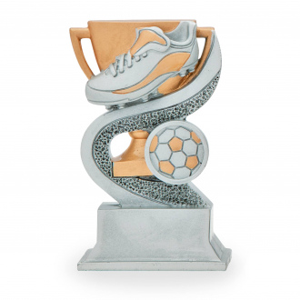Trofej s fotbalovou tématikou, výška 12 cm, zlatá/stříbrná