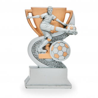Trofej s fotbalovou tématikou, výška 12 cm, zlatá/stříbrná