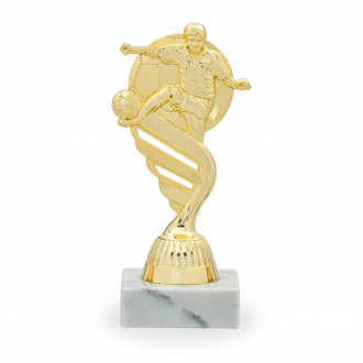 Figurka s fotbalovou tématikou, výška 15 cm, zlatá