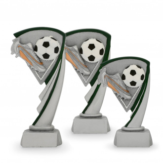Trofej fotbal - kopačka + míč, výška 14,5 cm, vícebarevná