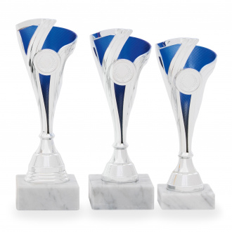 Pohár EKONOM, výška 21 cm, stříbrný/modrý