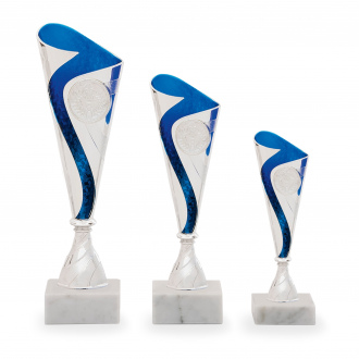 Pohár EKONOM, výška 18 cm, stříbrný/modrý