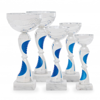 Pohár TROFIX, výška 22 cm, stříbrný/modrý