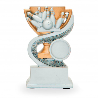 Trofej se symbolem bowlingu, výška 12 cm, stříbrná/zlatá