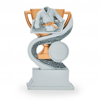 Trofej se symbolem karate, výška 12 cm, stříbrná/zlatá