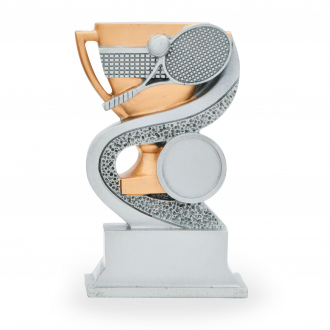 Trofej se symbolem tenisu, výška 12 cm, stříbrná/zlatá