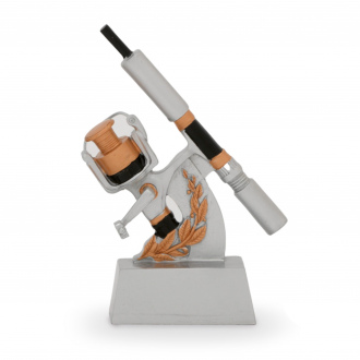 Trofej se symbolem rybaření, výška 18 cm, vícebarevná