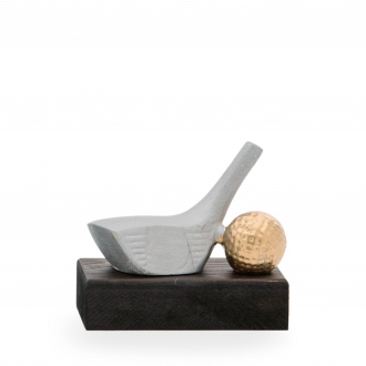 Trofej luxusní se symbolem golfu, výška 11 cm, stříbrná/zlatá