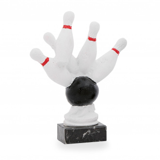 Trofej luxusní se symbolem bowlingu, výška 23 cm, vícebarevná