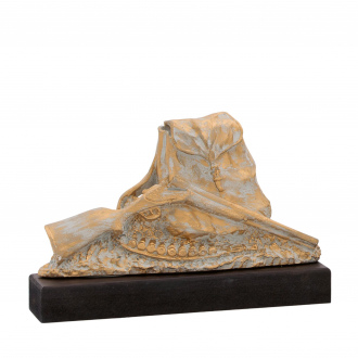 Trofej luxusní se symbolem myslivosti, výška 16 cm, zlatá