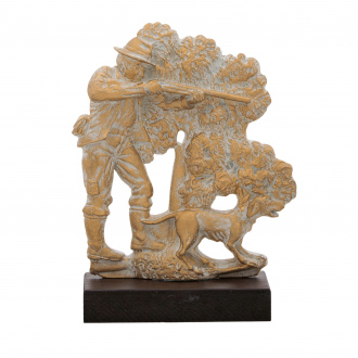 Trofej luxusní se symbolem myslivosti, výška 27 cm, zlatá