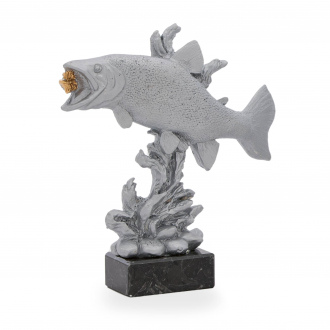 Trofej luxusní se symbolem rybářství, výška 22 cm, stříbrná/zlatá