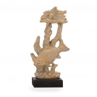 Trofej luxusní se symbolem rybářství, výška 33 cm, zlatá