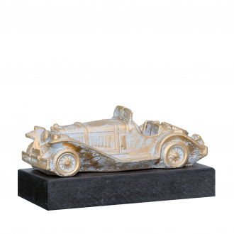 Trofej luxusní se symbolem motorismu, 9 x 17 cm, stříbrná/zlatá