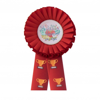 Účastnická cena - kokarda, průměr 80 mm, červená