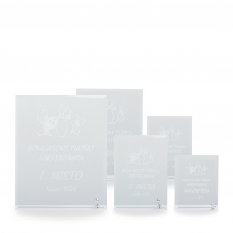 Skleněná plaketa s laserovým gravírováním, 85x110mm