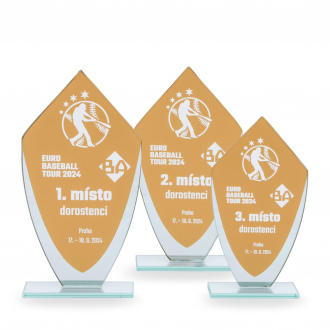 Skleněná plaketa s laserovým gravírováním, 90x165 mm