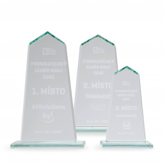 Skleněná plaketa s laserovým gravírováním, 90x170mm