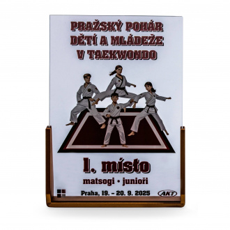 Skleněná plaketa s laserovým gravírováním nebo plnobarevným potiskem, 160x230 mm