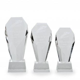 Skleněná luxusní plaketa s laserovým gravírováním, 90x187mm