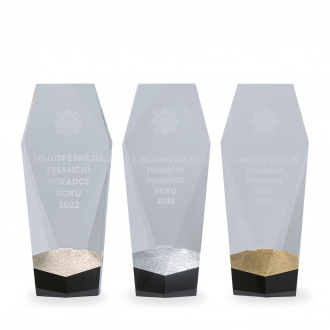 Skleněná luxusní plaketa s laserovým gravírováním, 98x237mm