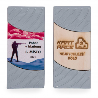 Keramická plaketa s dřevěnou částí pro gravírování nebo plnobarevný potisk, 80x180mm