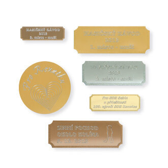 Štítek kovový - gravírovaný, 62x22 mm, zlato