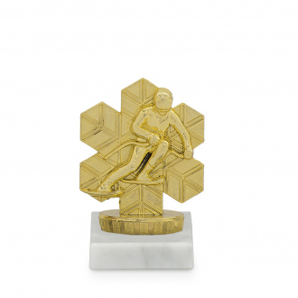 Figurka lyže sjezd, zlatá, 10cm, včetně podstavce