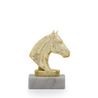 Figurka hlava koně, zlatá, 10cm, včetně podstavce