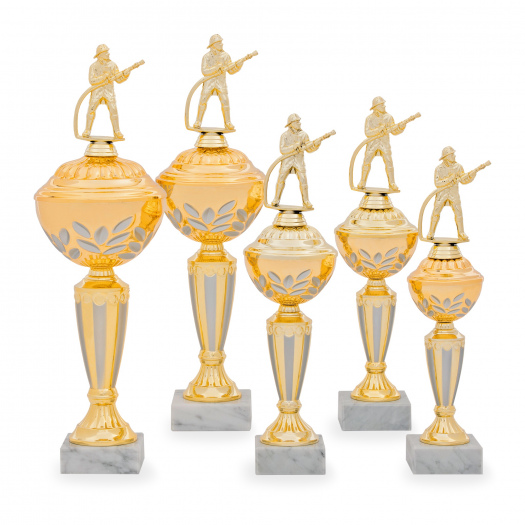 Pohár EDICE HASIČI, výška 34 cm, zlatý/stříbrný