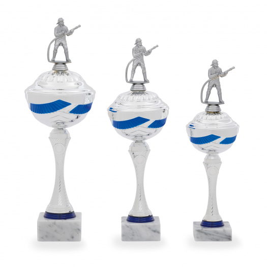 Pohár EDICE HASIČI, výška 41 cm, stříbrný/modrý