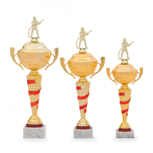 Pohár EDICE HASIČI, výška 46 cm, zlatý/červený