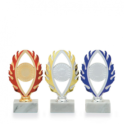 Plaketa se symbolem plamene, výška 18 cm, zlatý/červený