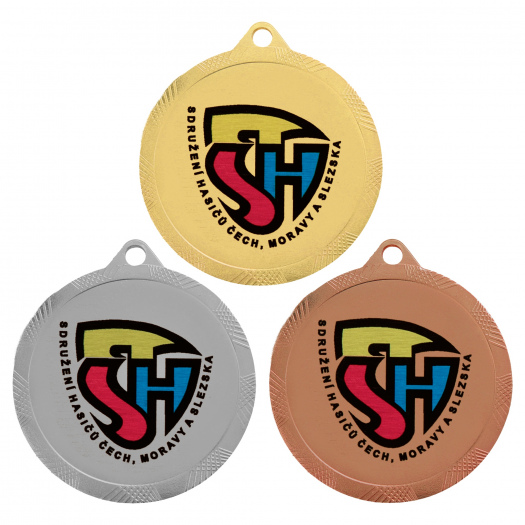 Medaile s barevným logem SDH, 60 mm, zlatá