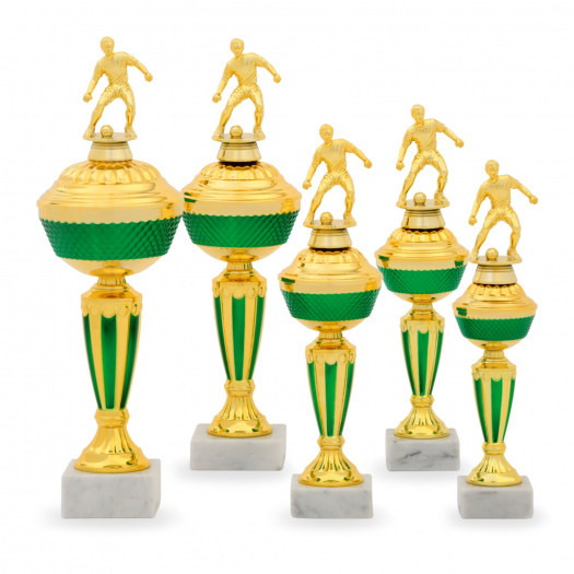 Pohár EDICE FOTBAL, výška 34 cm, zlatý/zelený