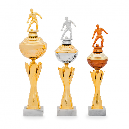 Pohár EDICE FOTBAL, výška 39 cm, zlatý/bronzový