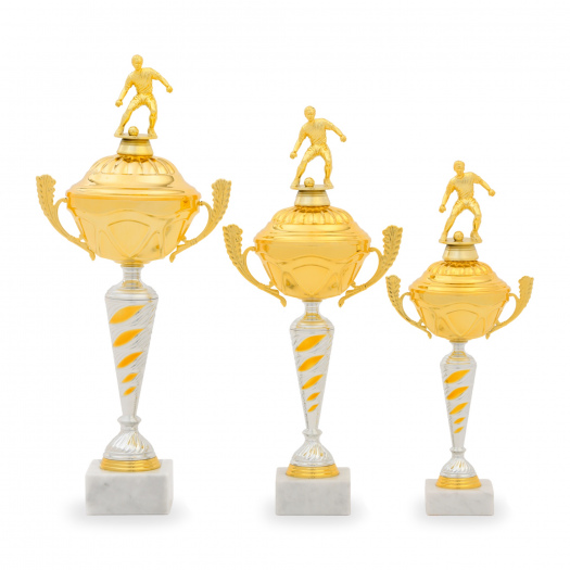 Pohár EDICE FOTBAL, výška 42 cm, zlatý/stříbrný