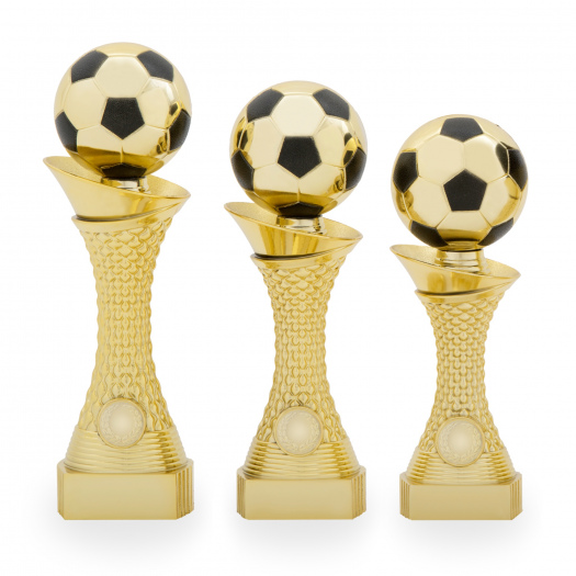 Trofej s fotbalovým míčem, výška 23 cm, zlatý/černý