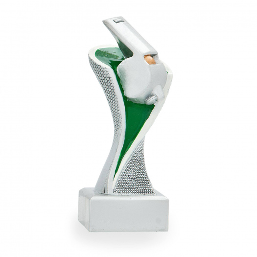 Trofej pro rozhodčího, výška 14 cm, zlatá/stříbrná/zelená