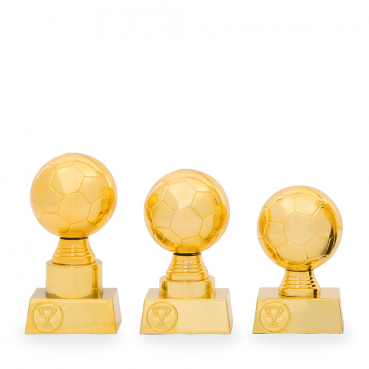 Trofej s fotbalovým míčem, výška 13 cm, zlatá