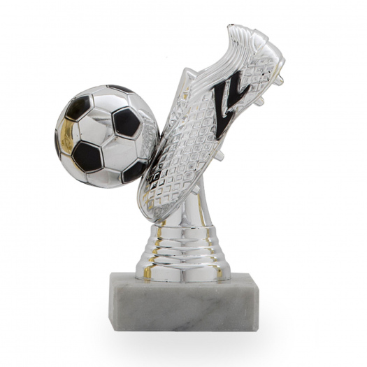 Figurka fotbal, výška 13 cm, stříbrná/černá