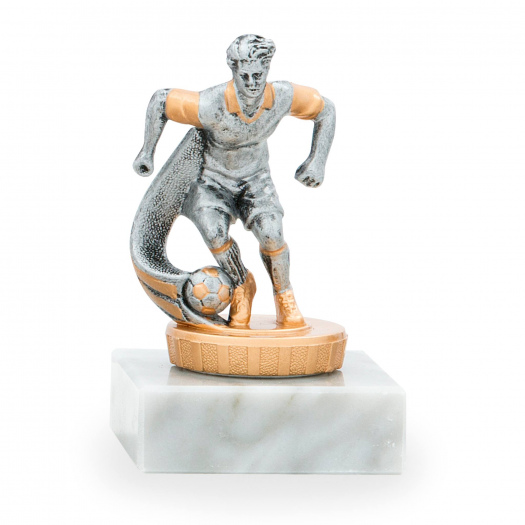 Trofej s fotbalovou tématikou, výška 10 cm, stříbrná/zlatá